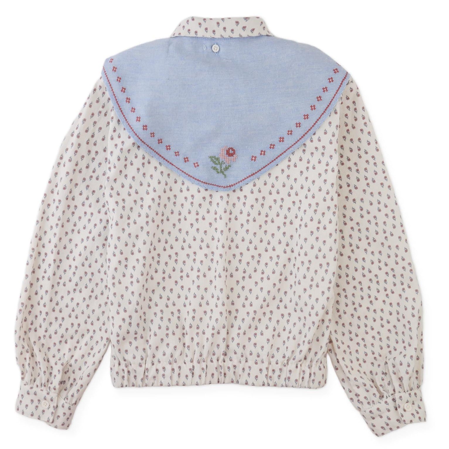 Cream Posey Blouse with Embroidered Scarf