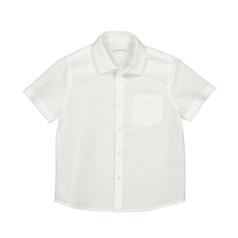 Boy's White Linen Short Sleeve Shirt
