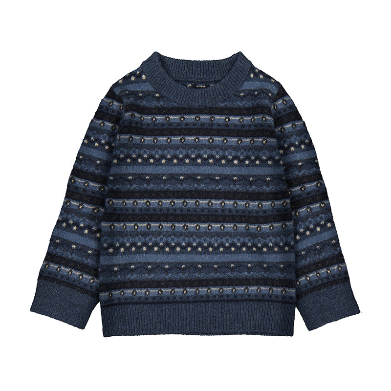 Boy's Blue Navy Fairsyle Crew Sweater