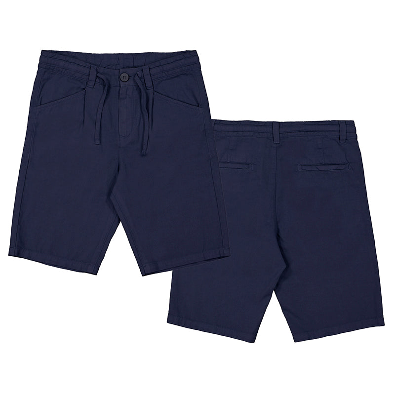 Boy's Navy Washed Twill Drawstring Short
