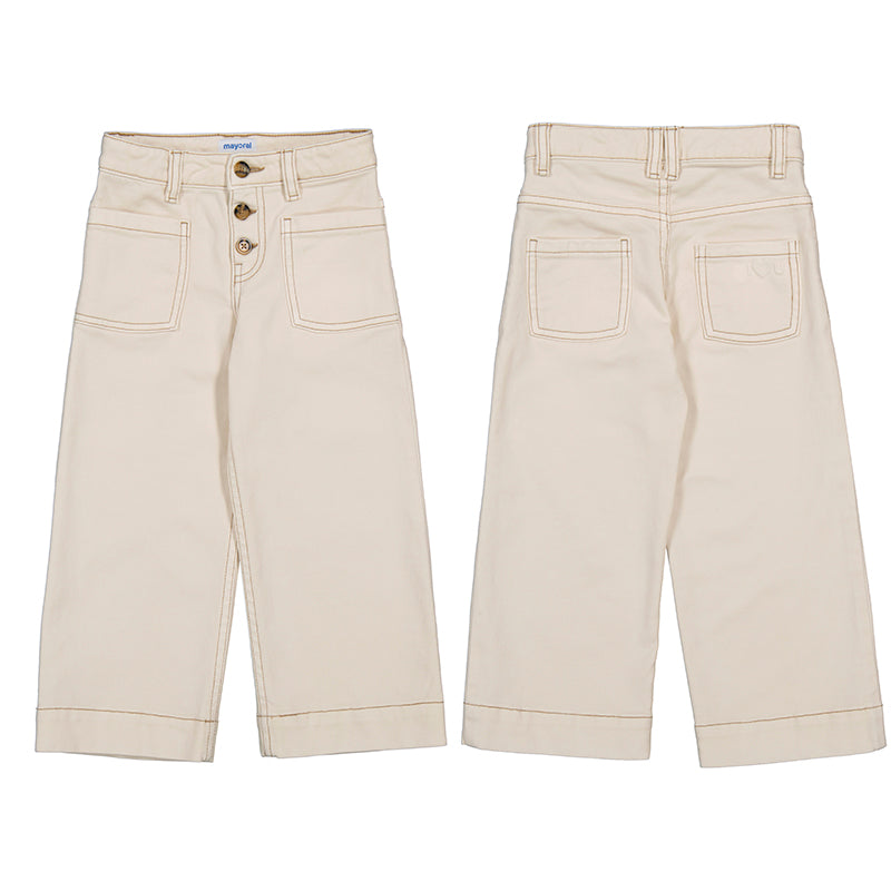 Girl's Almond Contrast Stitch Twill Pant