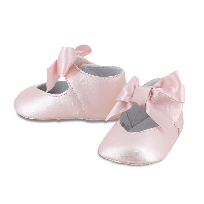 Pink Satin Bow Crib Shoe