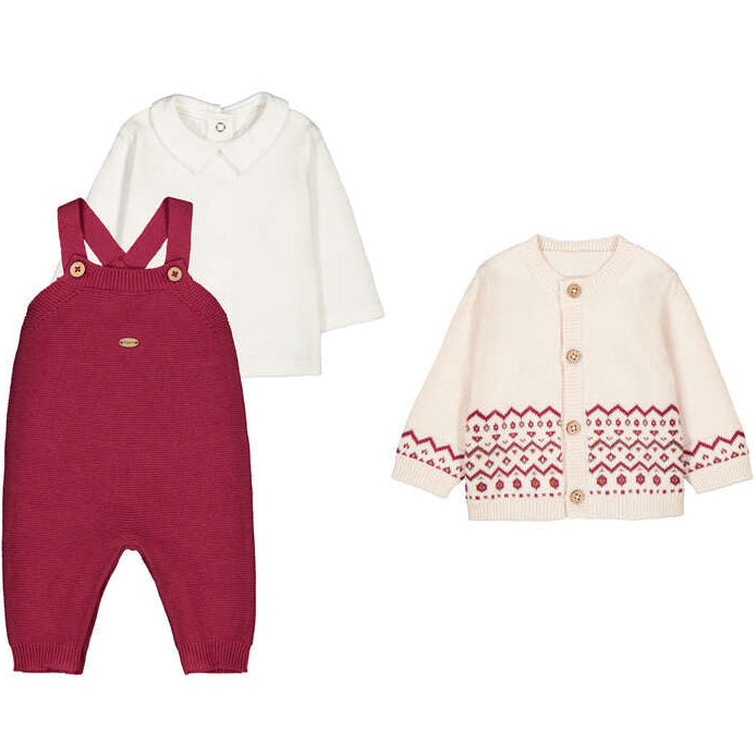 Red Knitted Overall and Cardigan