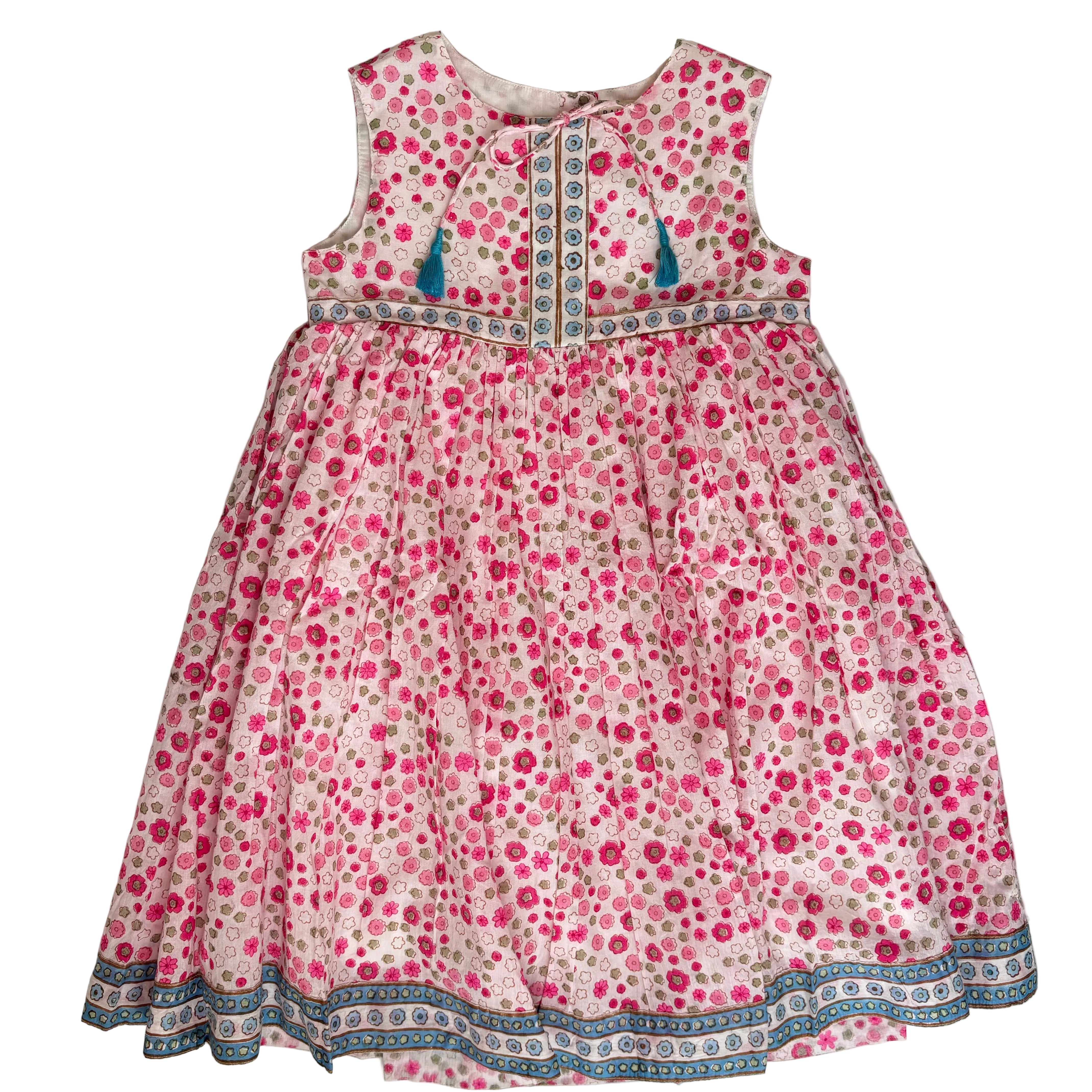 Fuschia Flower Block Print dress