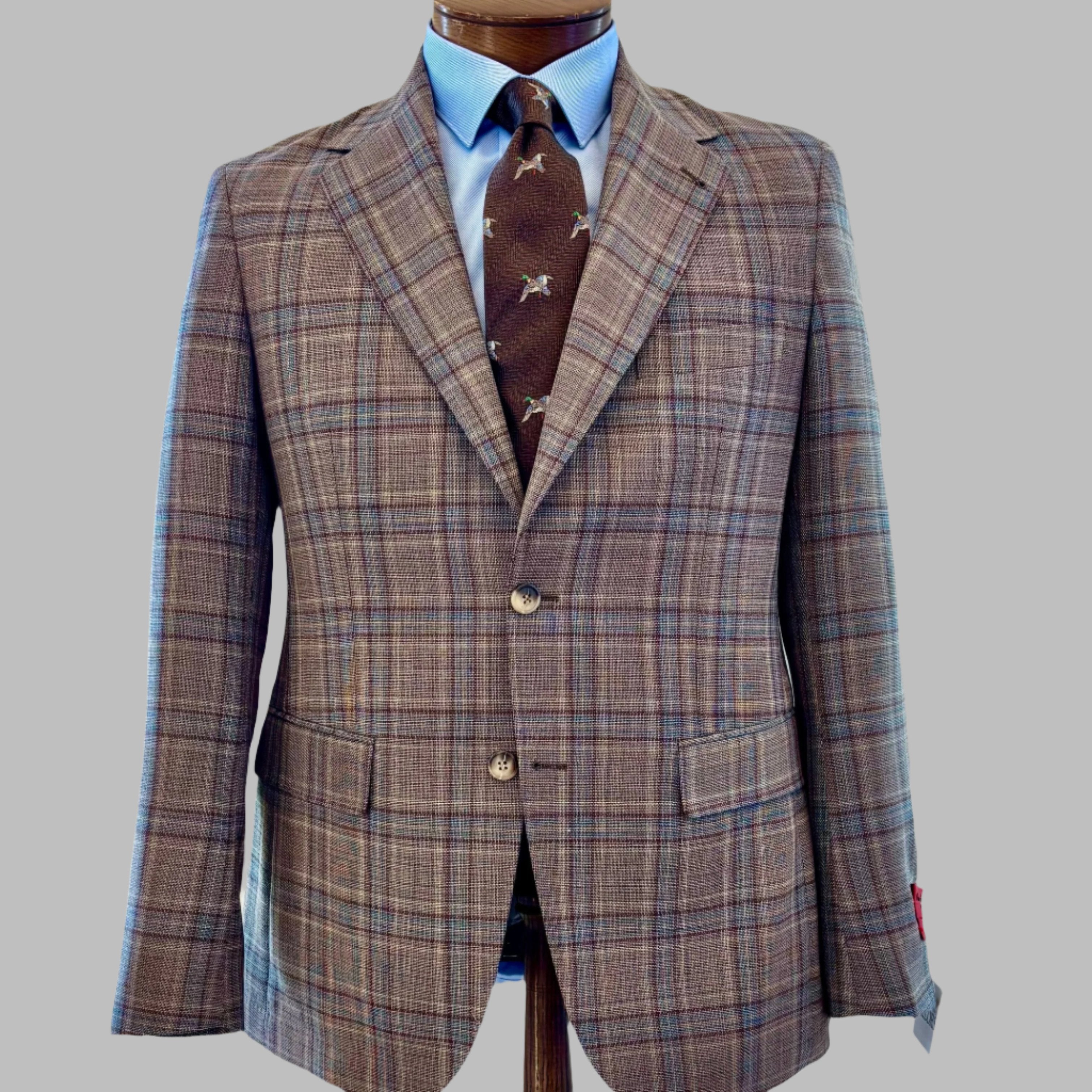 Men's Brown and Teal Plaid Sport Coat MA
