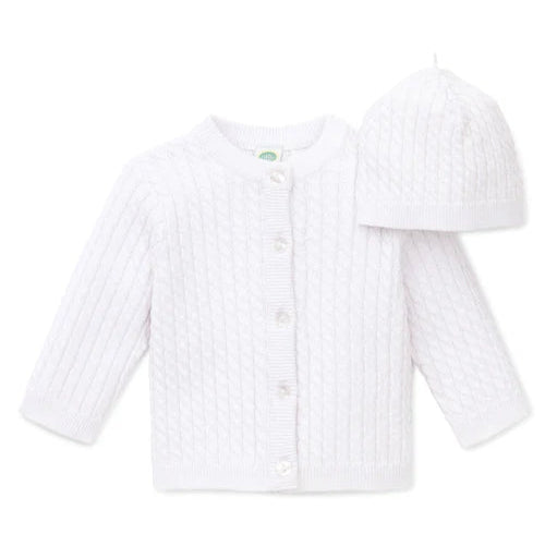 White Cable Sweater with Hat