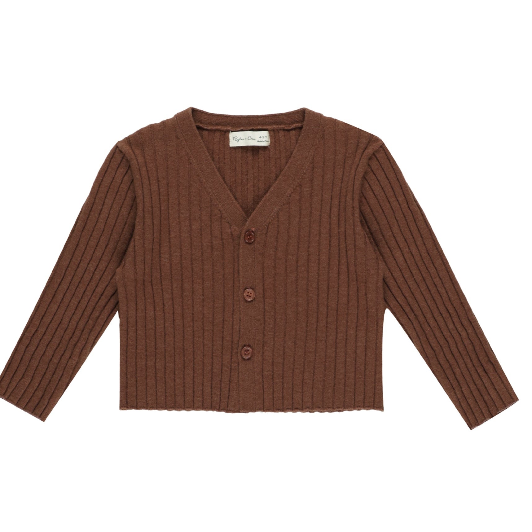 Girl's Rylee & Cru Brown Rib Cardigan