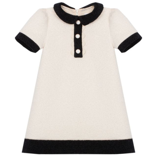 Ivory Boucle Dress Black Trim