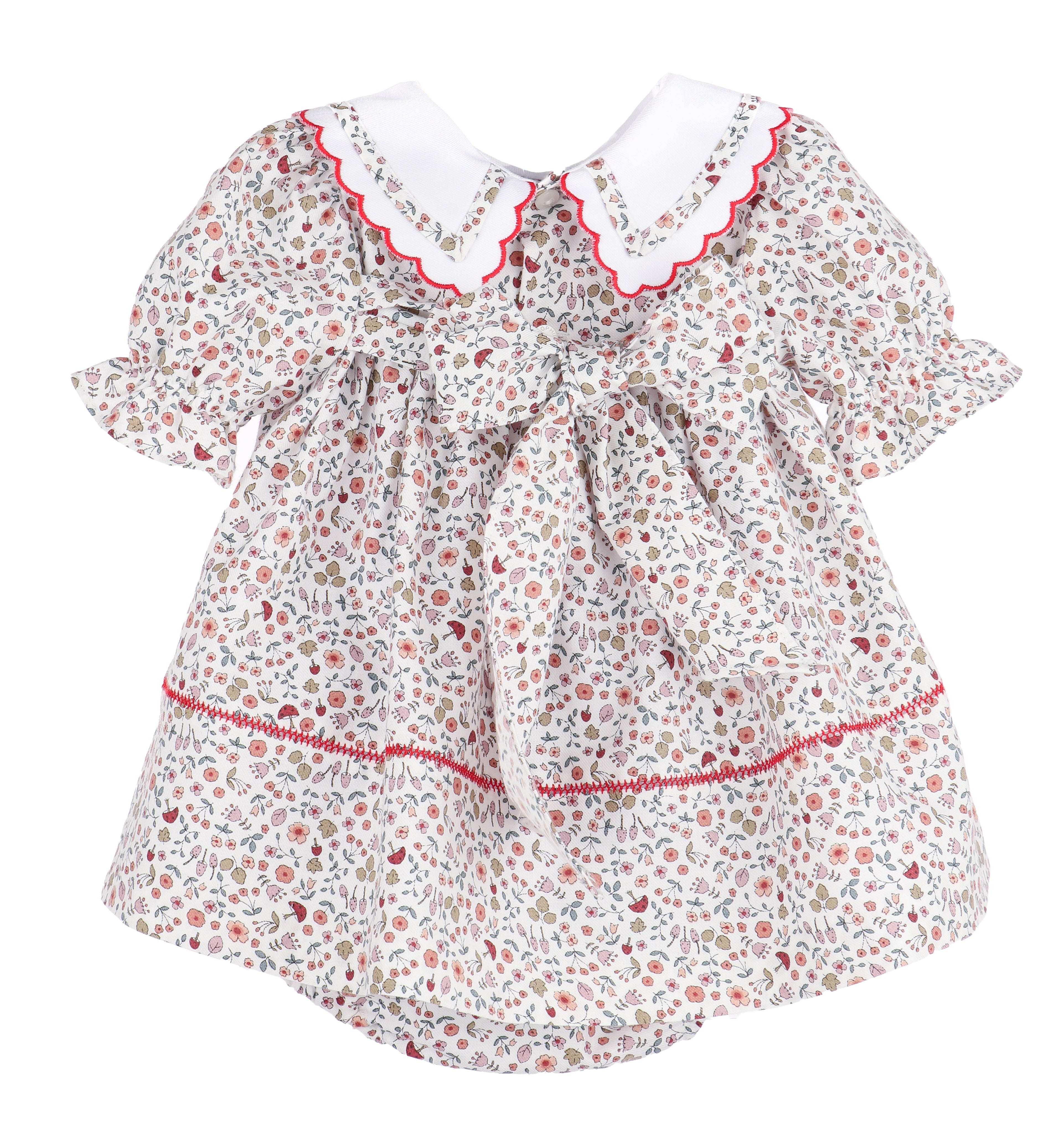 Girl's Woodland Red Trim Collar Dress