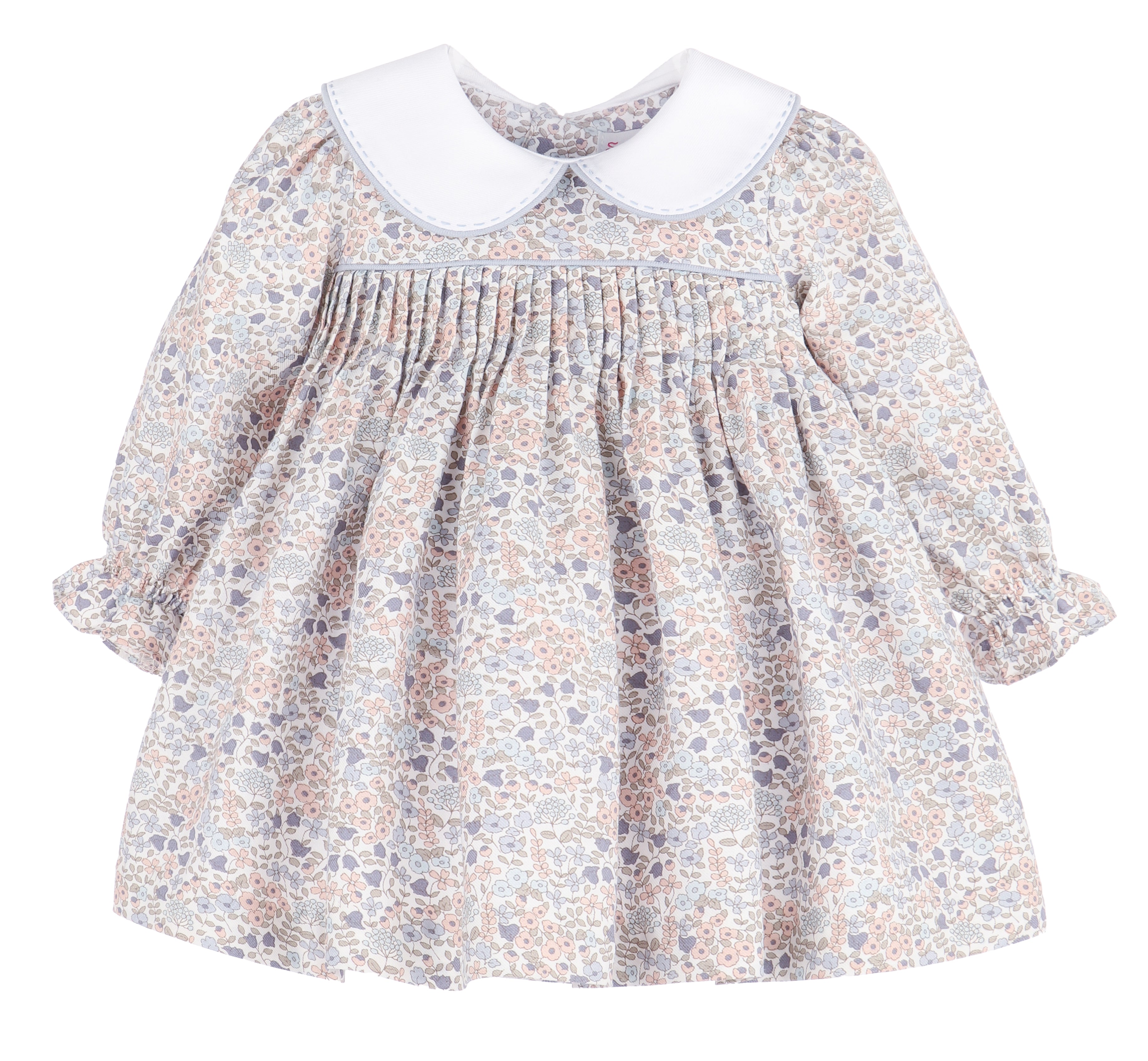 Girl's Light Blue Ditsy Dress White Collar