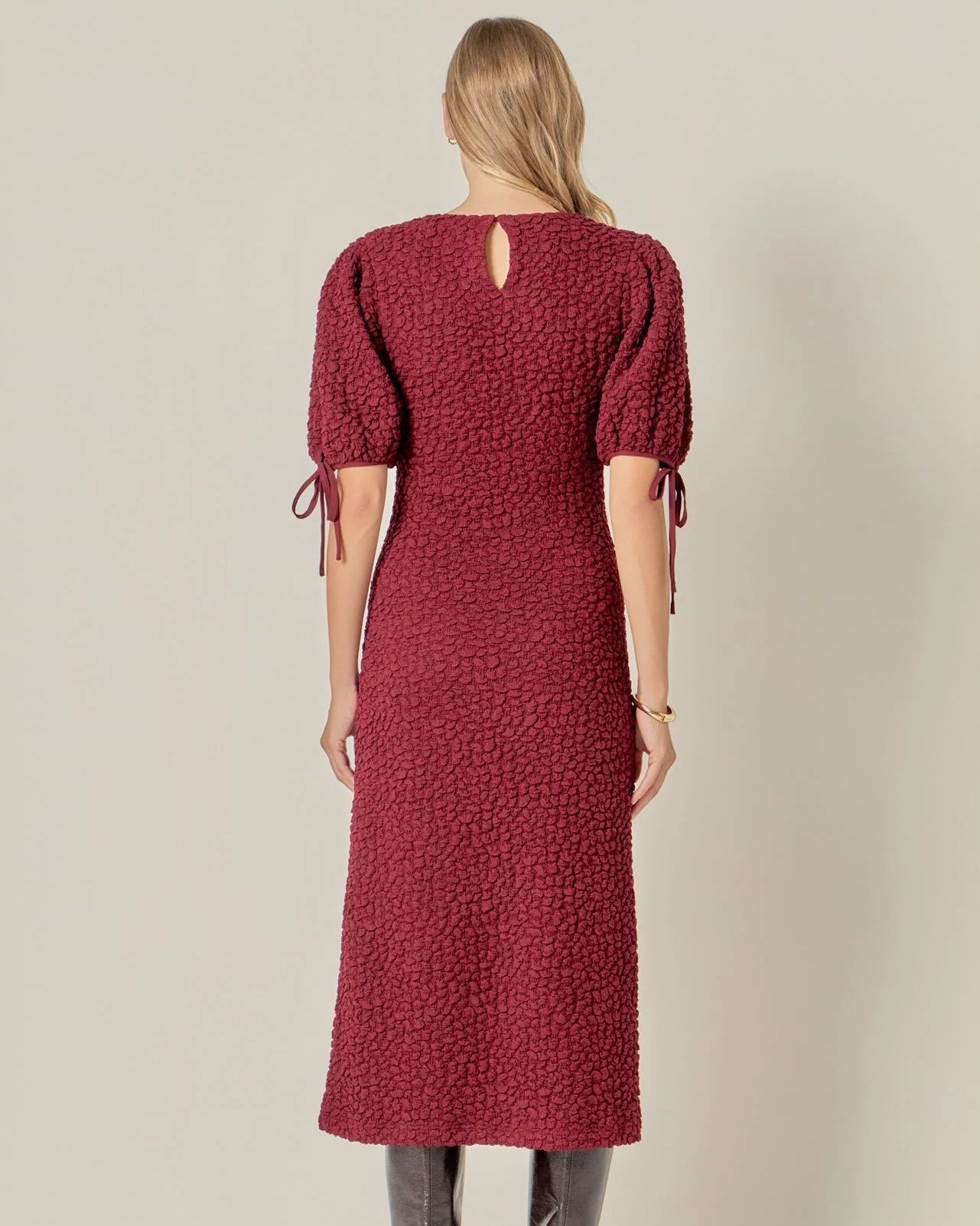 Bordeaux Textured Knit Dress