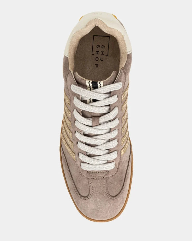 Women's Mink Suede and Gold Sneaker