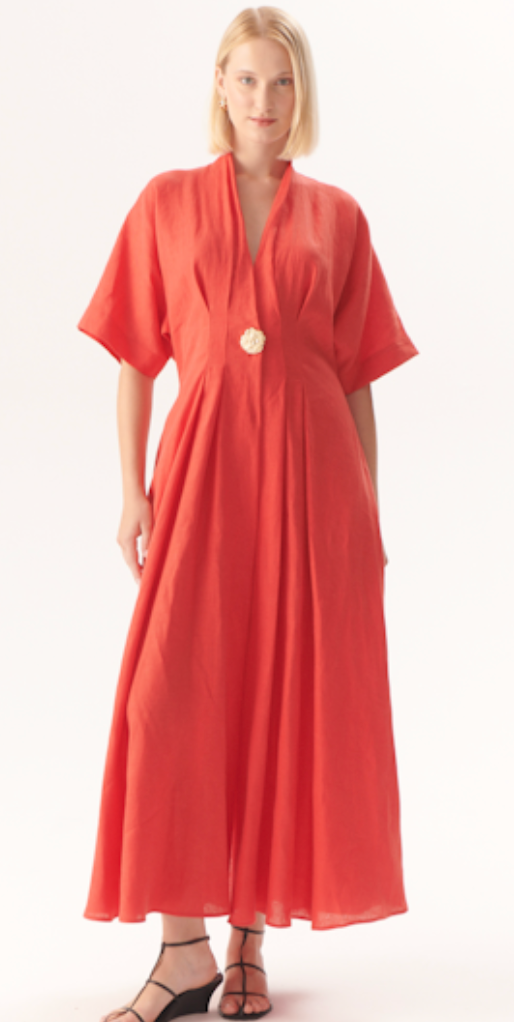 Exquise Samara Red Linen Dress
