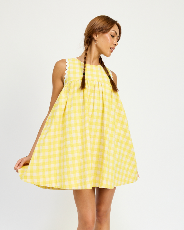 Sammy Yellow Check Mini Dress