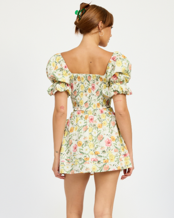 Marina Yellow Floral Crop Top and Mini Skirt