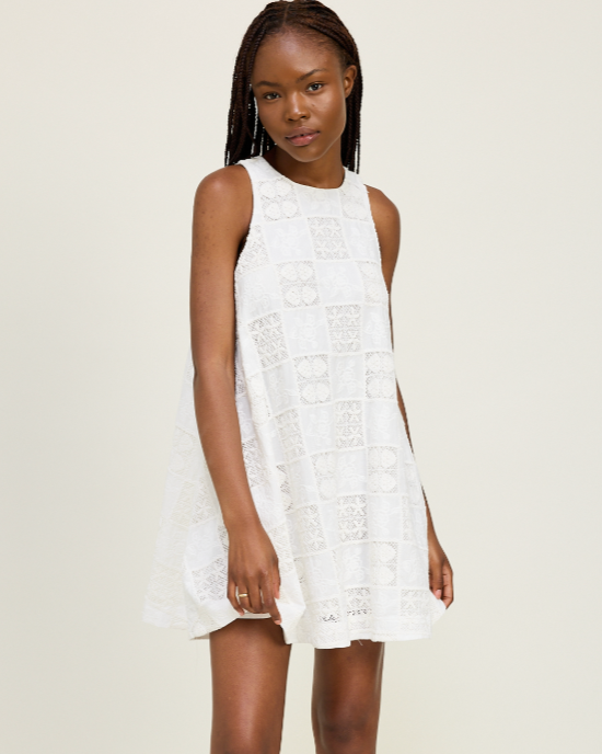 Aria White Crochet Mini Dress