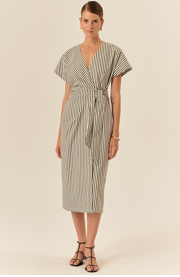 Exquise Collin Khaki Stripe Siim Dress
