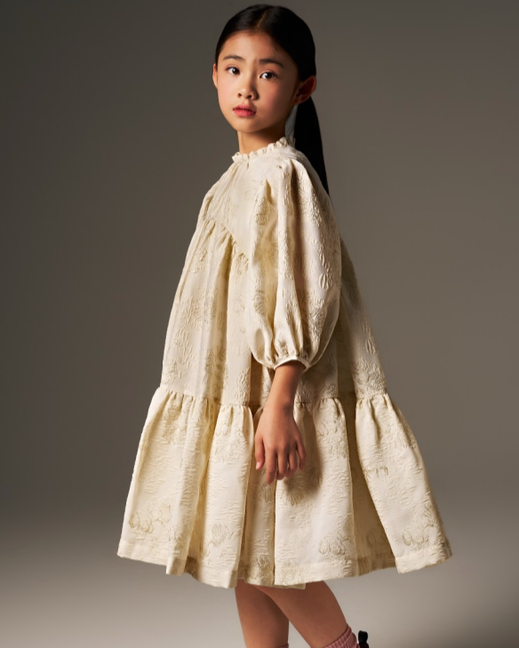 Girl's Flavia Ivory Brocade Float Dress