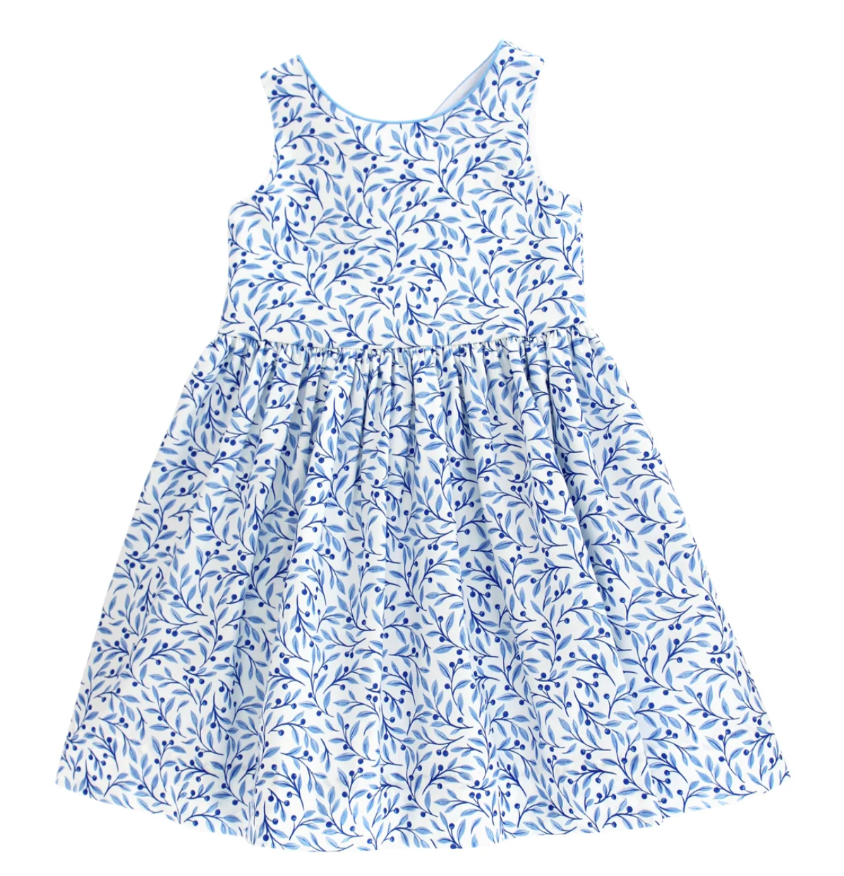 Blue Vine Leaf Print Dress