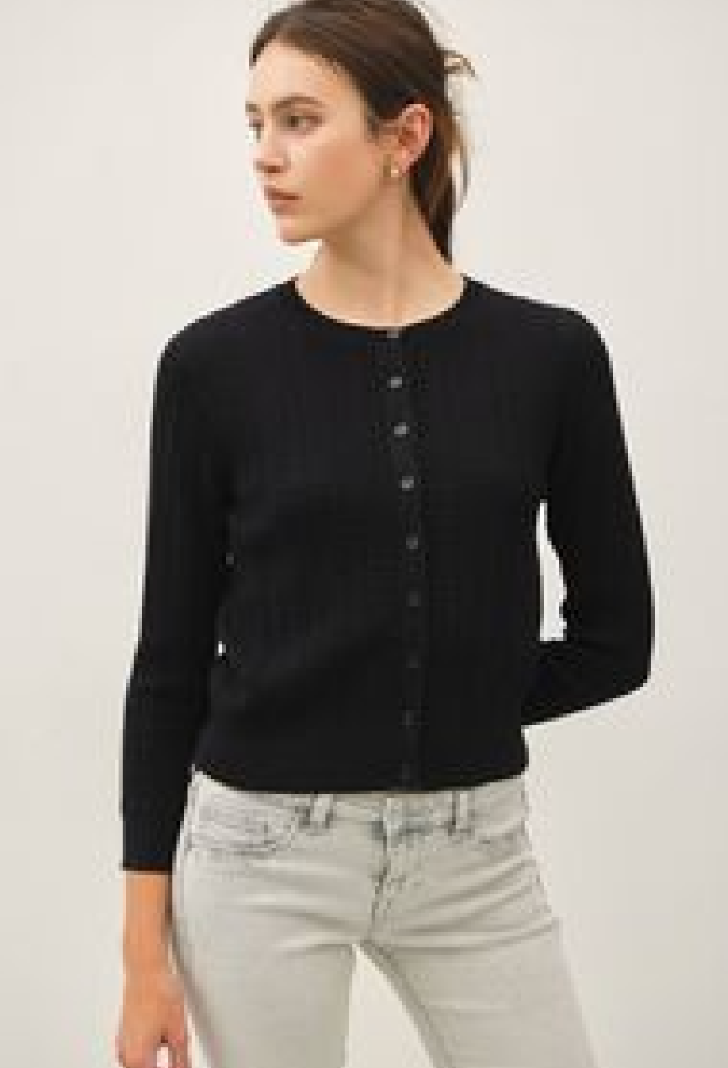 Black Pointelle Cardigan