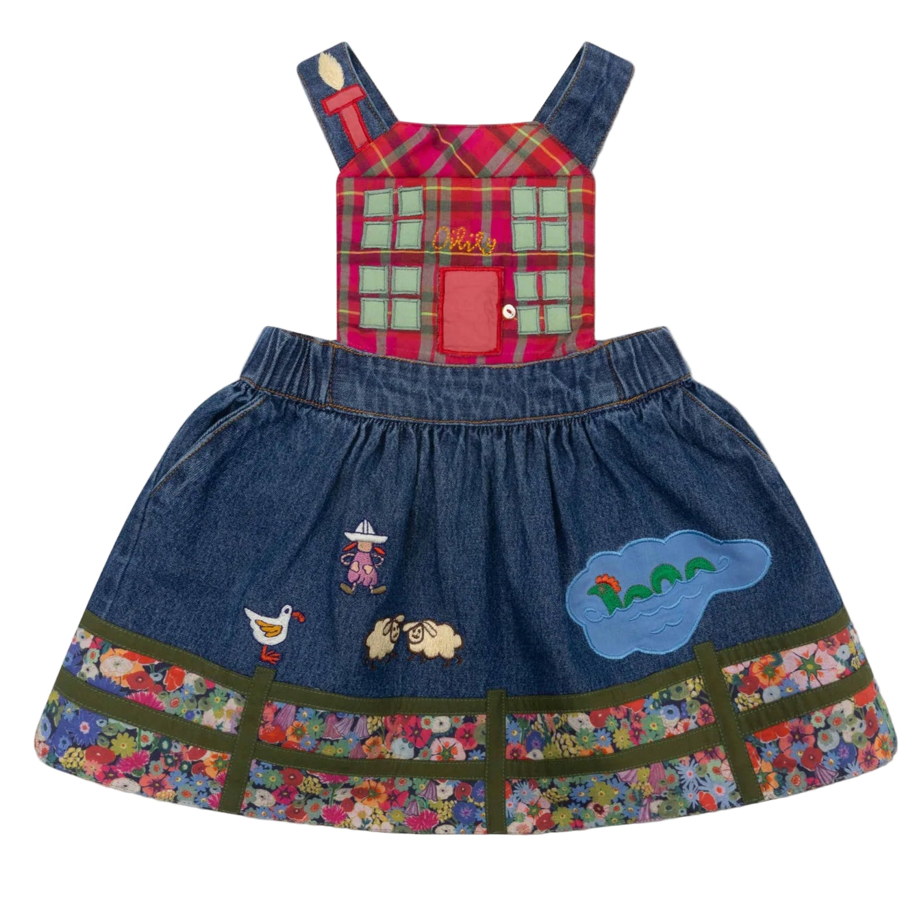 Girl's Oilily Dahouse Denim Overall Dress