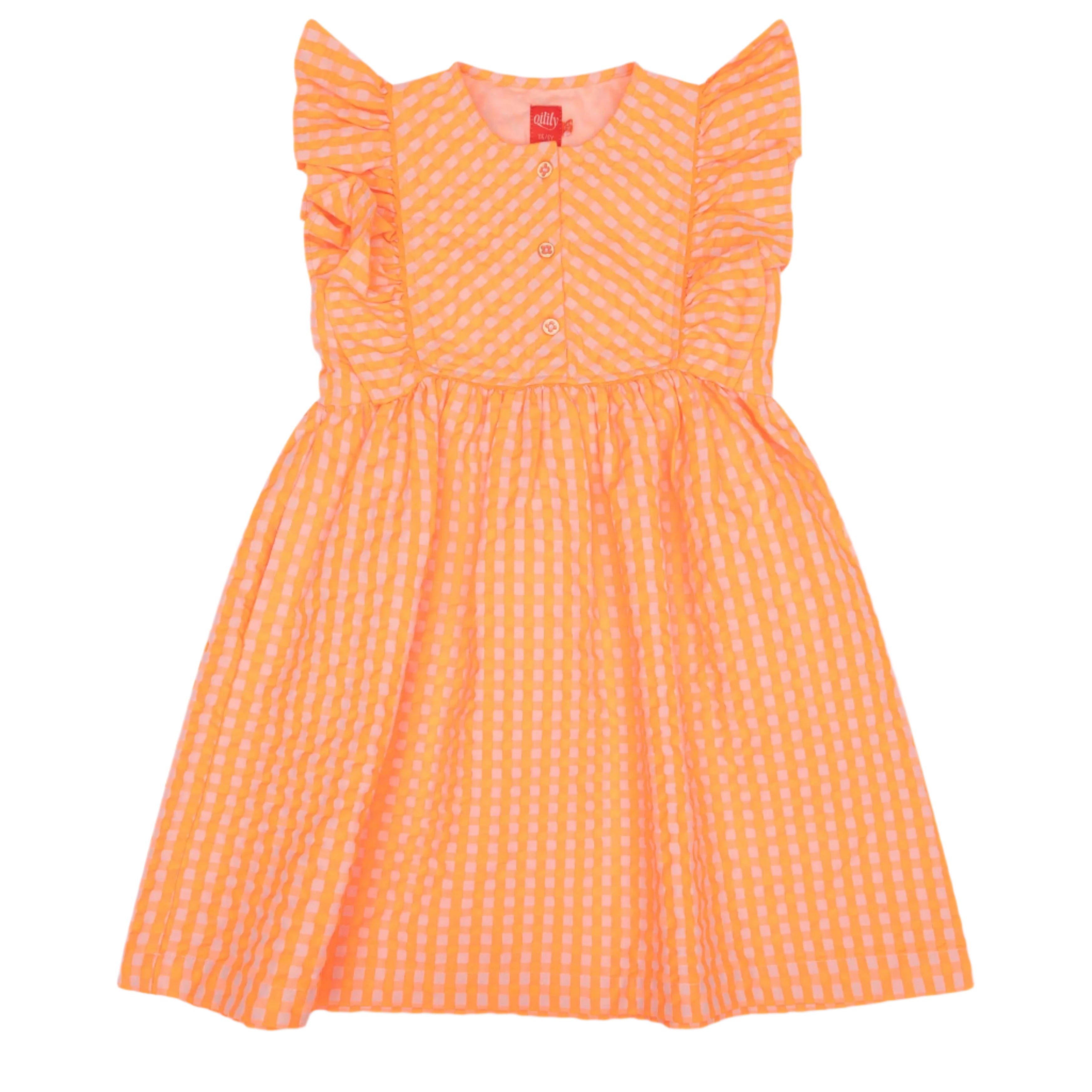 Oilily Dajour Orange Gingham Pinafore Dress