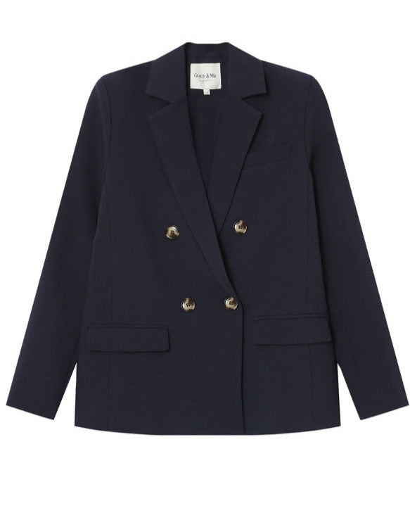 Sureau Navy Double Breasted Blazer