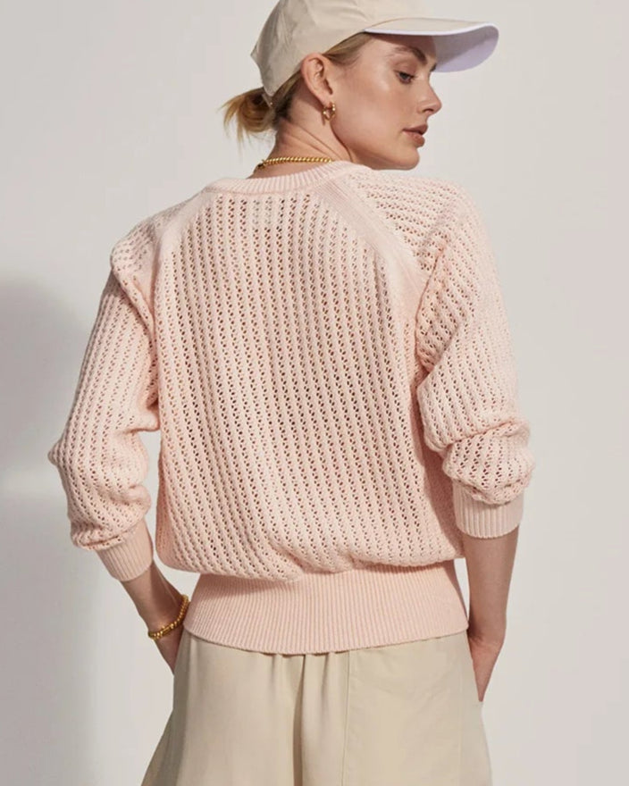 Varley Pink Pointele Crew Sweater