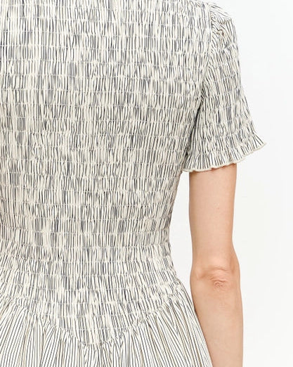 Black Thin Stripe Smocked Dress