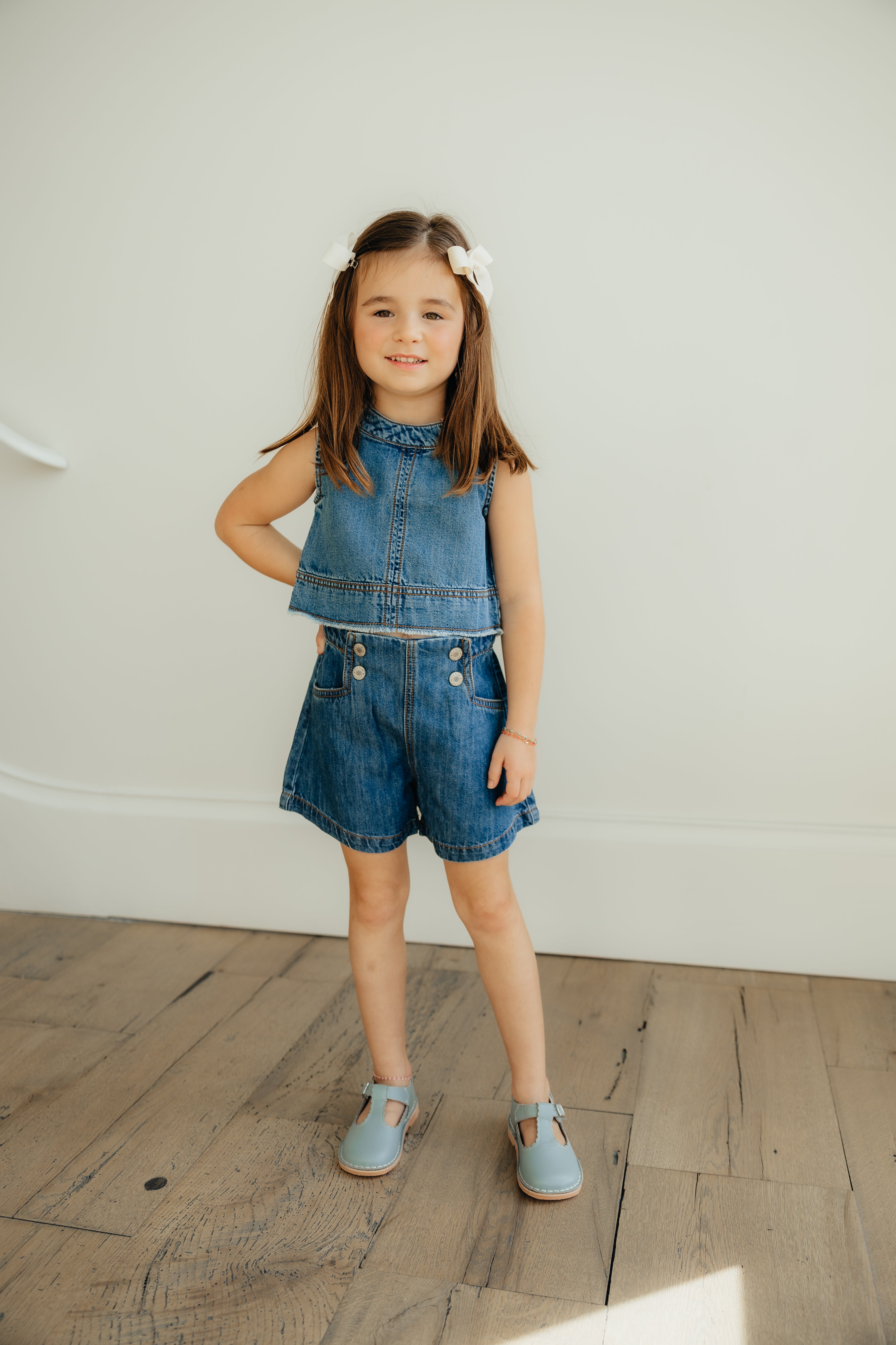Dark Denim Double Button Short