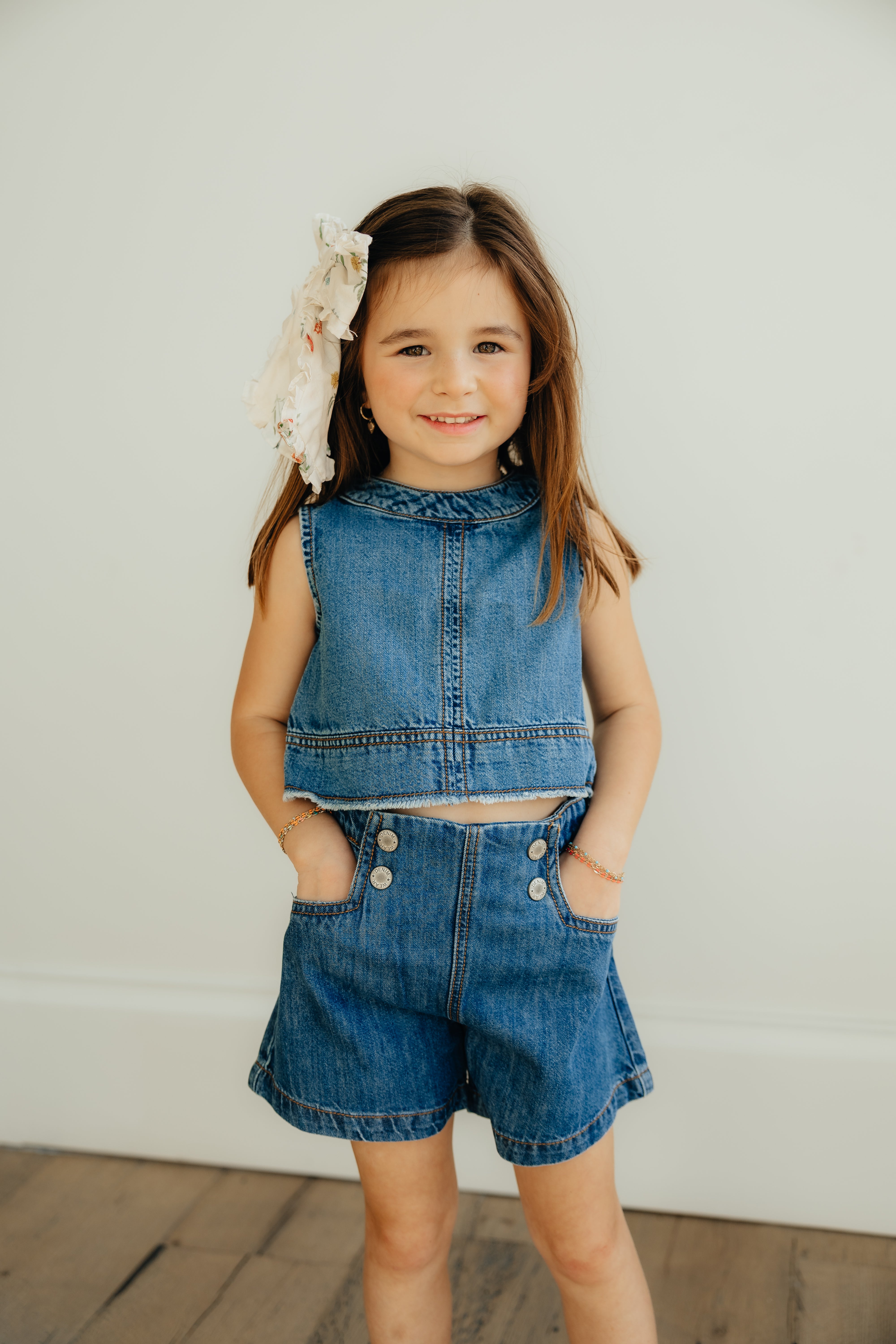 Dark Denim Double Button Short