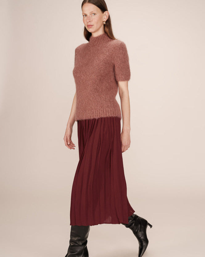 Plisse Chocolate Pleated Skirt