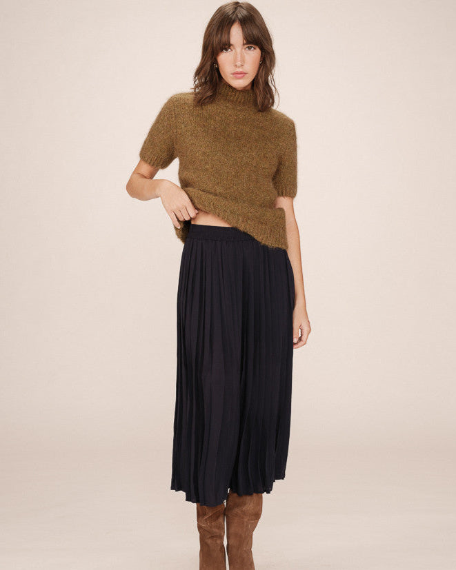 Plisse Navy Pleated Skirt