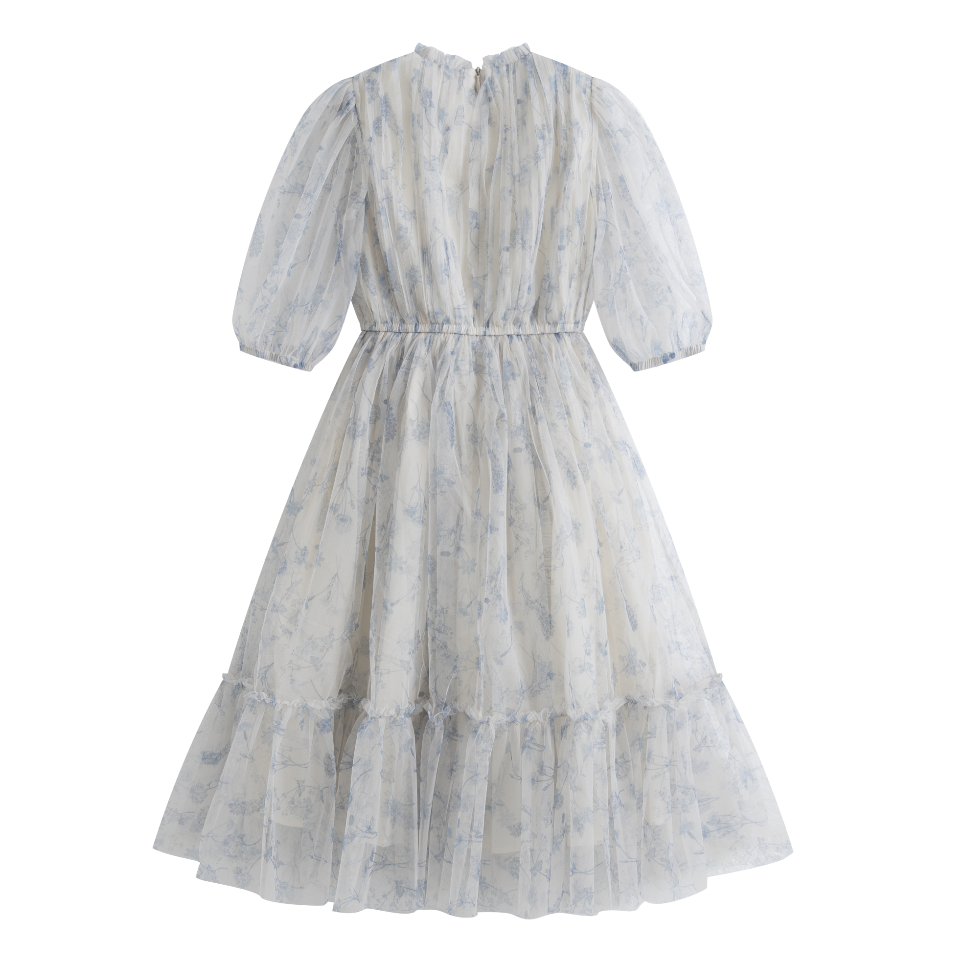 Italian Donna Blue Floral Tulle Dress