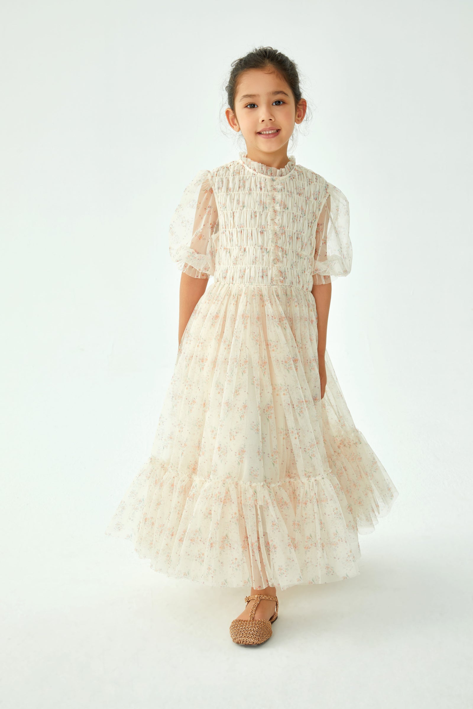 Italian Valetina Pink Floral Tulle Dress