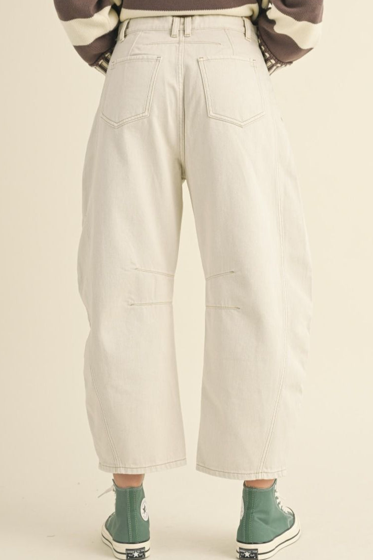 Ecru Barrel Twill Jeans