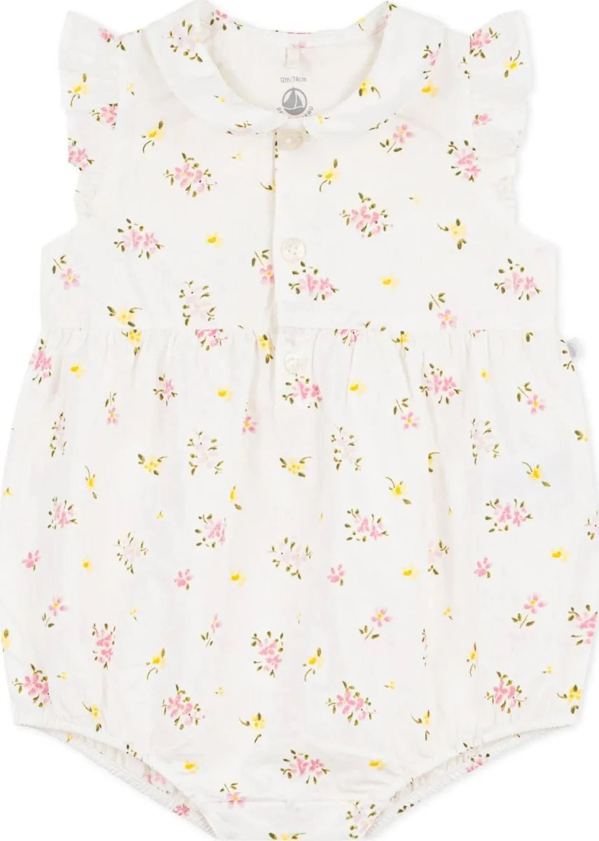 Petit Bateau White Woven Floral Romper
