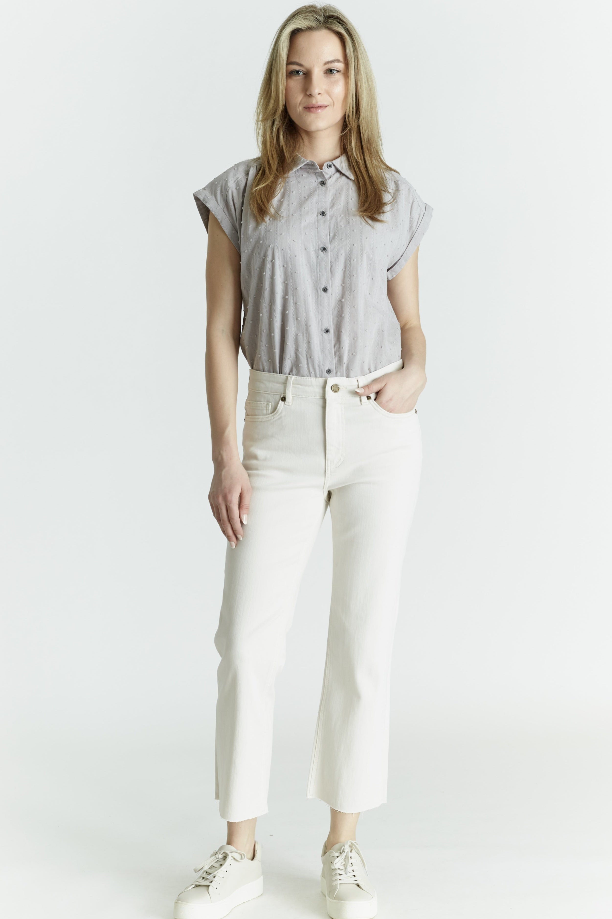 Freya Vanilla Denim Micro Flair Crop Pant