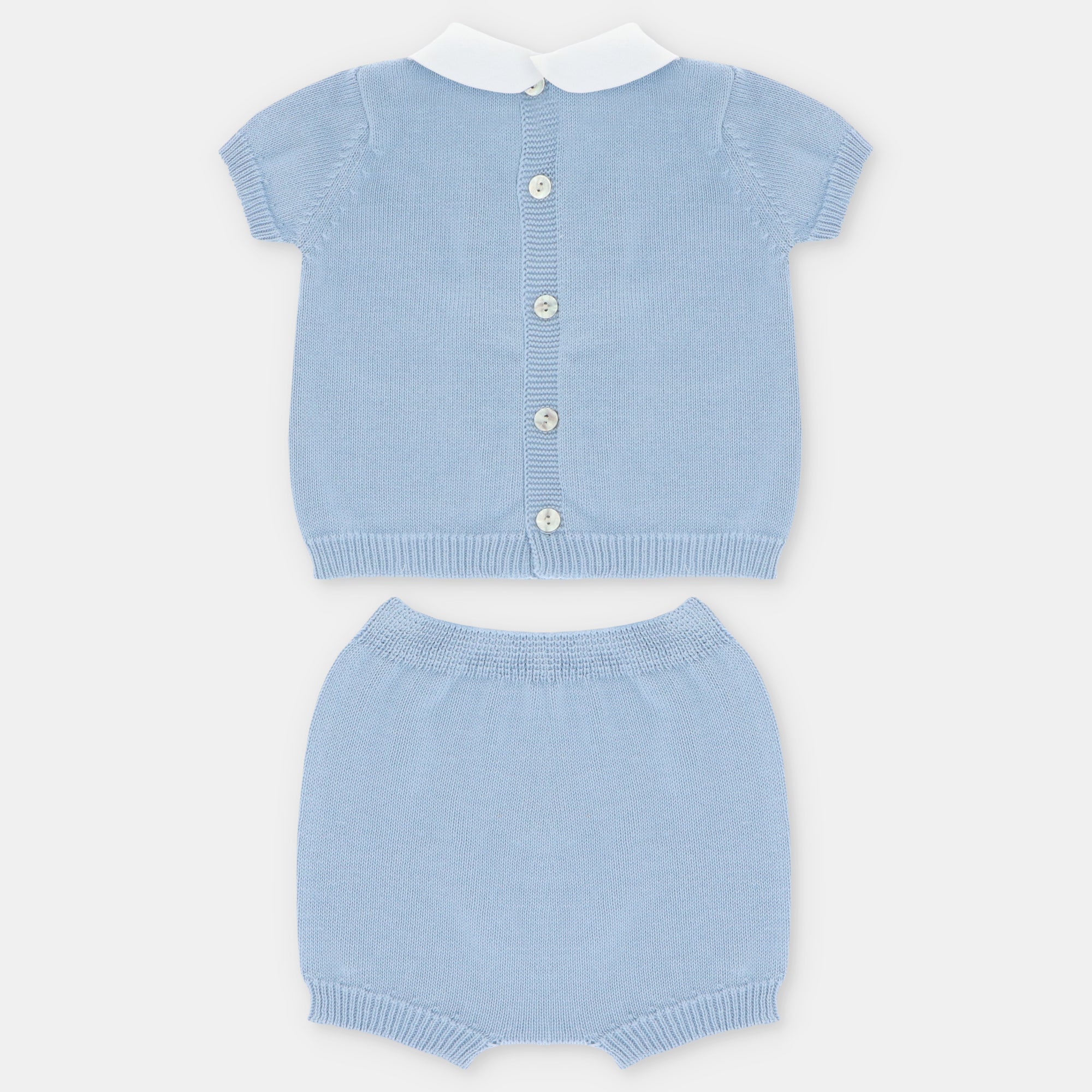 Blue Knitted Double Button Set