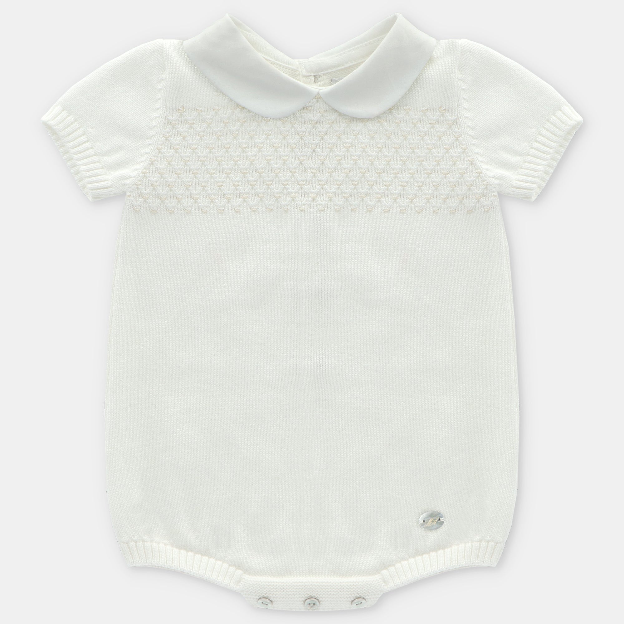 Off White Knitted Smocked Romper