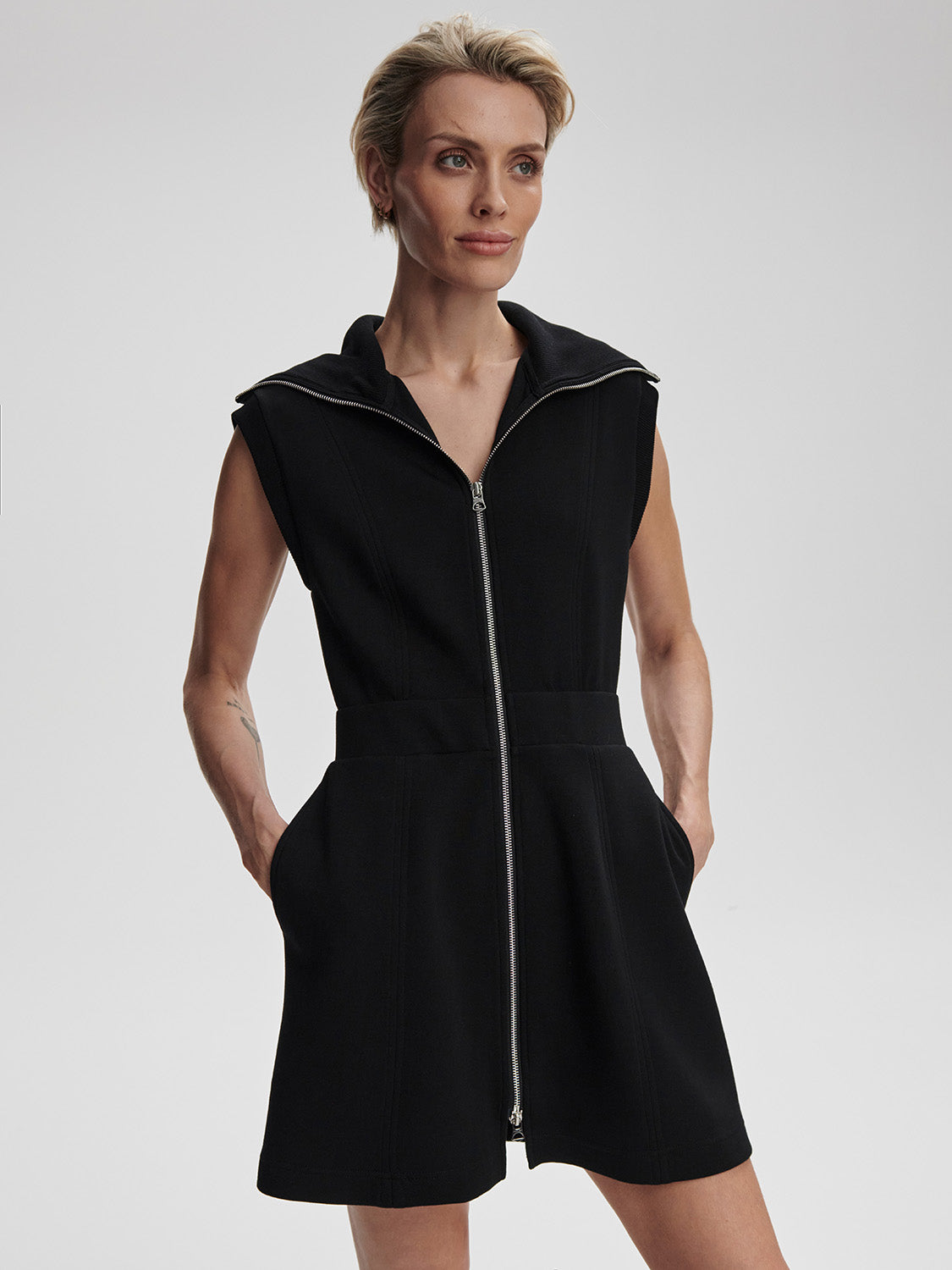 Varley Black Rebecca Double Soft Zip Dress