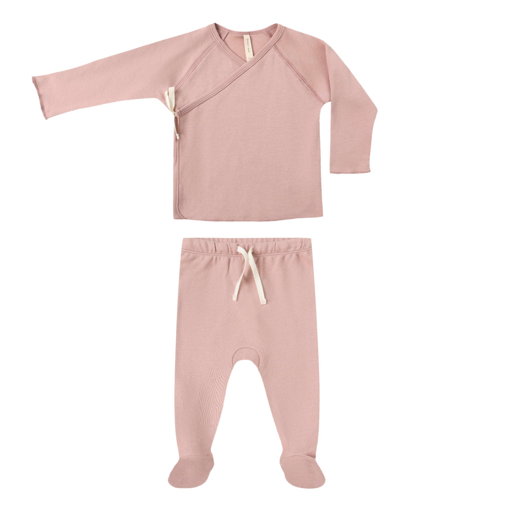 Quincy Mae Rose Solid Wrap Footie Set