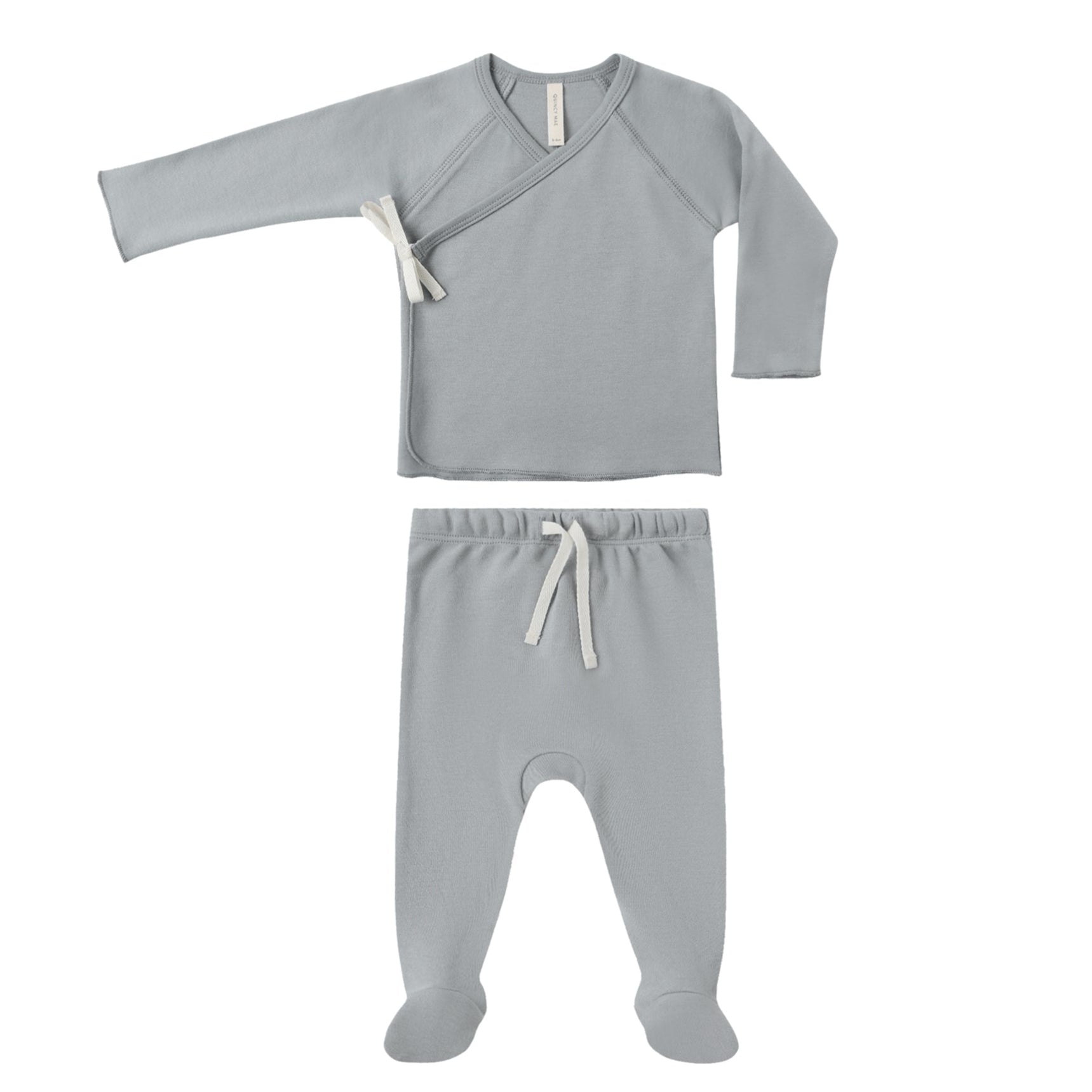 Quincy Mae Steel Blue Solid Wrap Footie Set