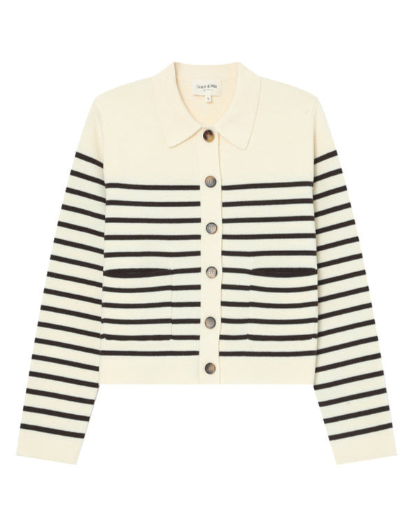 Sailor Cream Stripe Cardigan