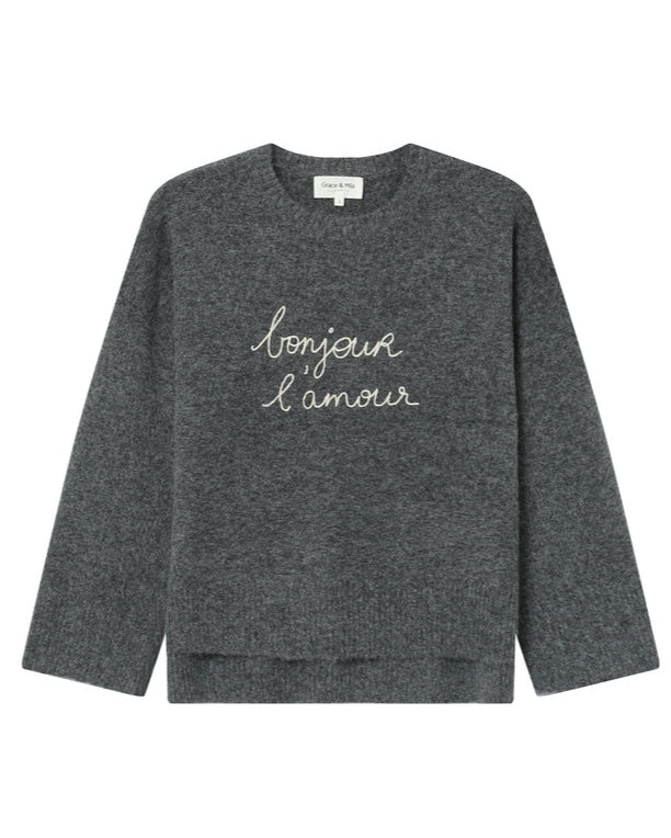 Charcoal Bonjour Oversized Sweater