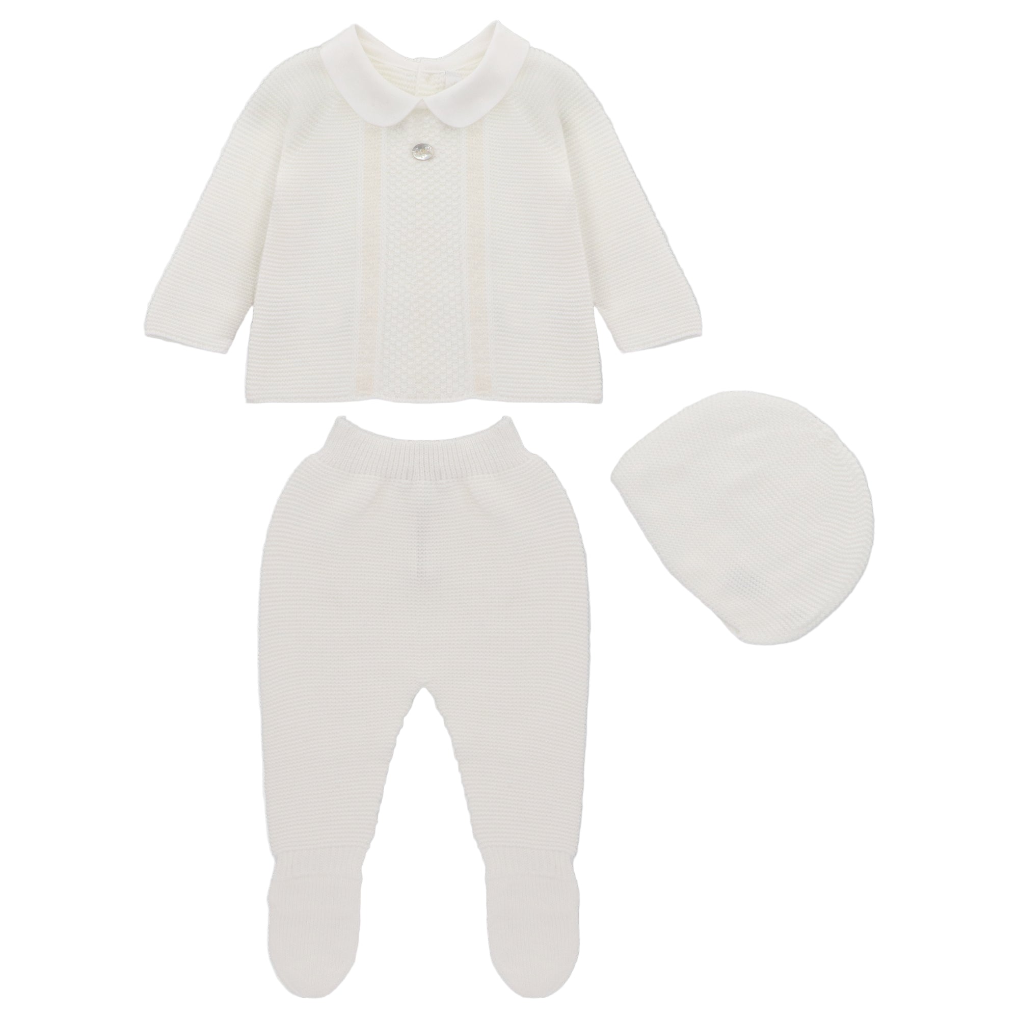 Ivory Footie Set with Diamond Panel