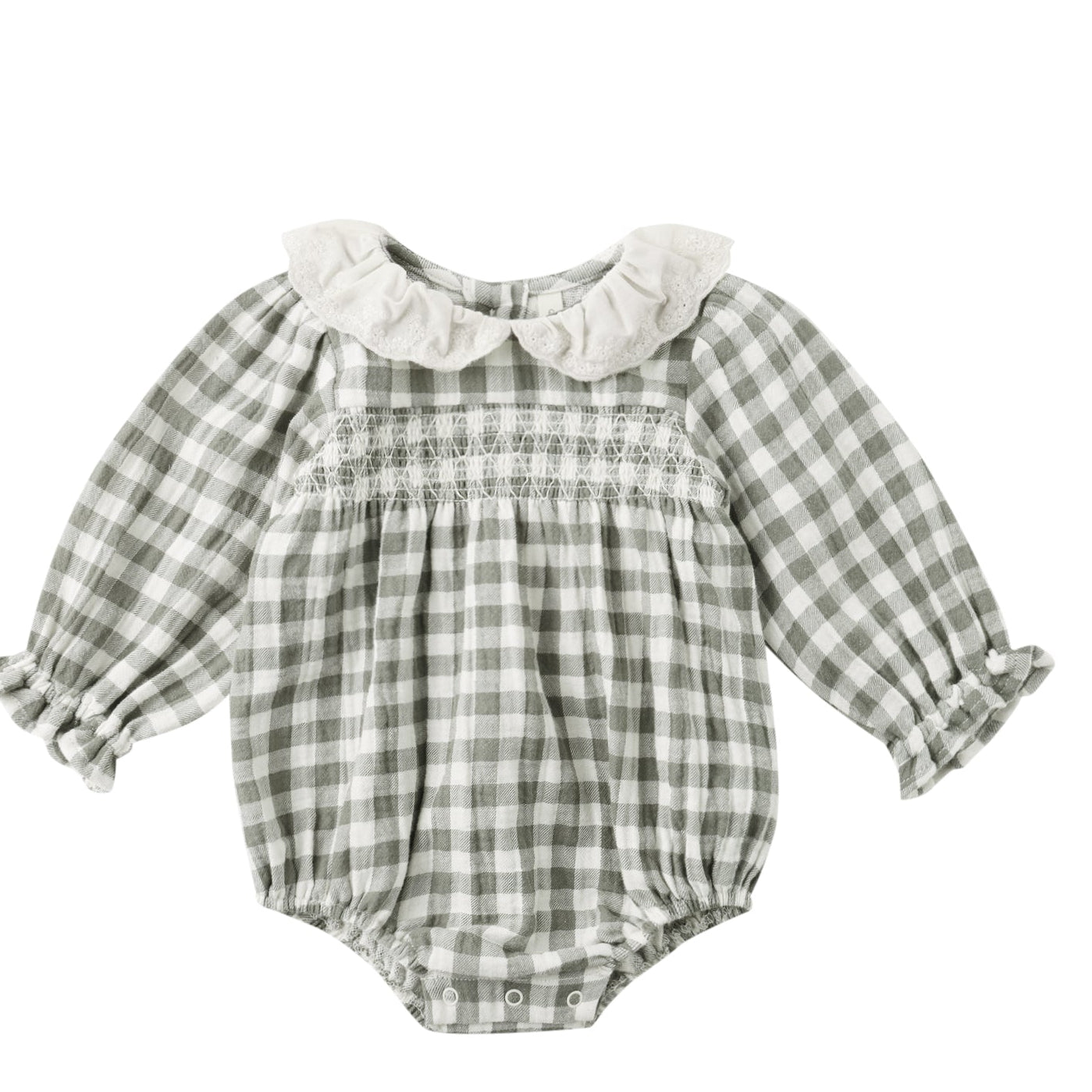 Quincy Mae Forest Check Romper