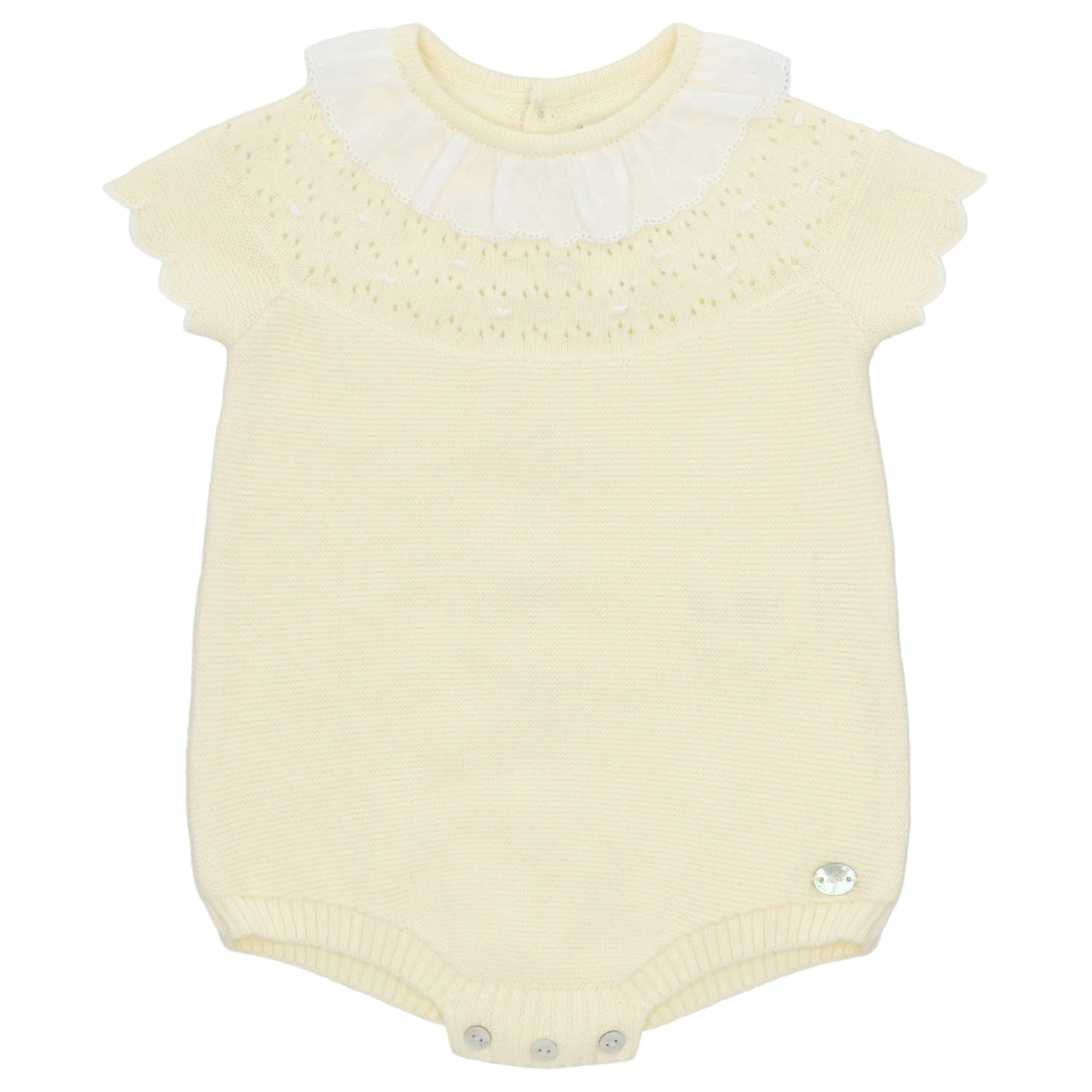 Yellow Knitted Romper Eyelet Collar