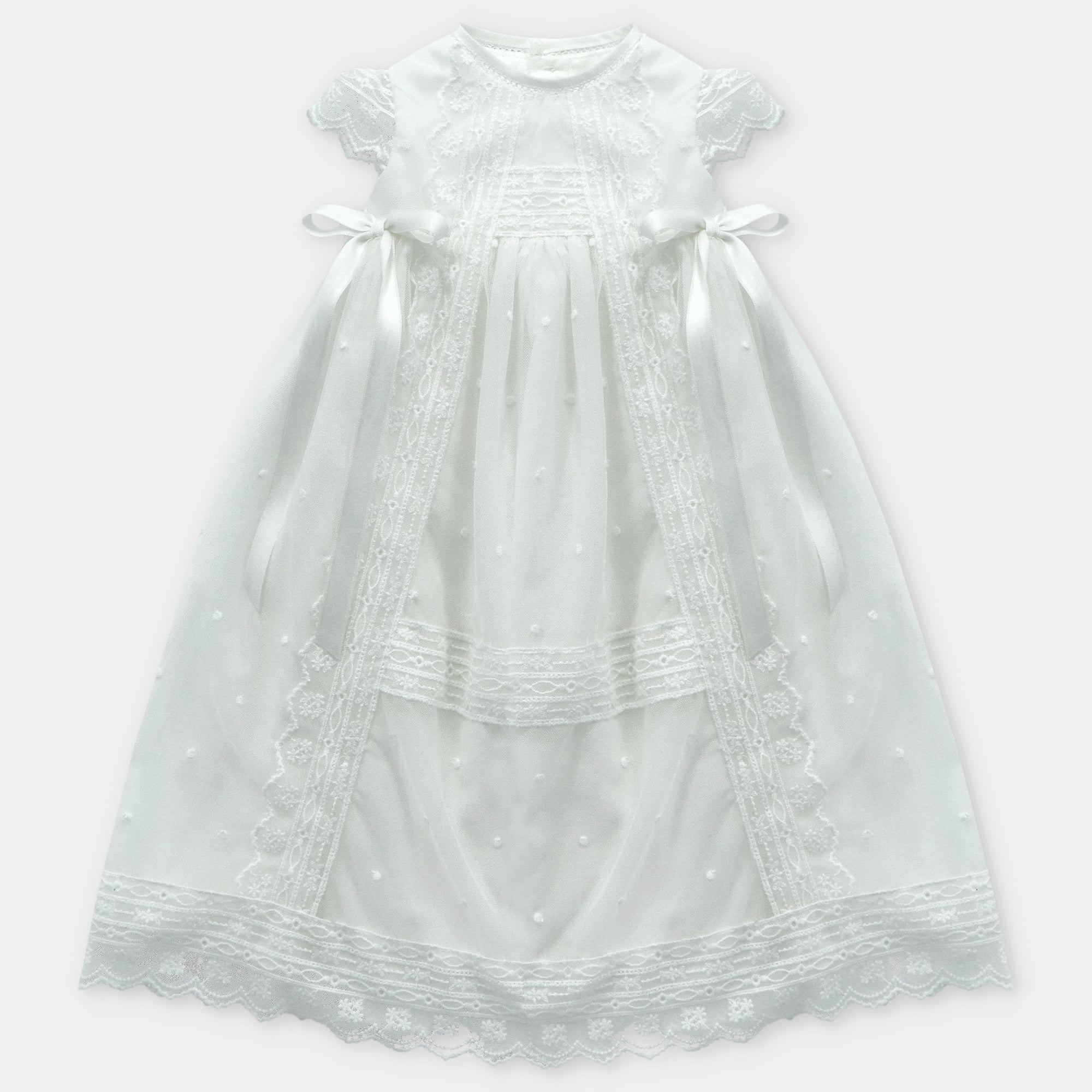 White Tulle Dot and Lace Gown