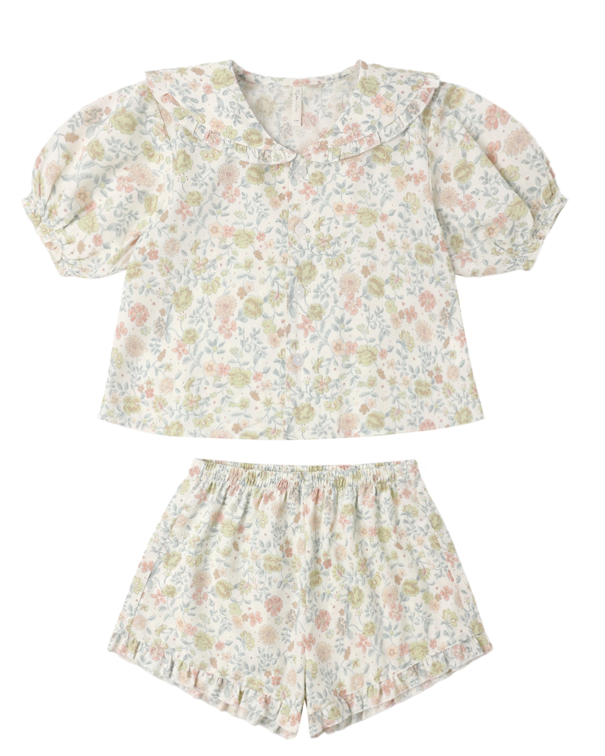 Citron Floral ruffle Shortset Rylee Cru